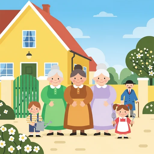 Aunt Green, Aunt Brown, and Aunt Lavender