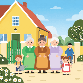 Täti Vihreä, täti Ruskea ja täti Lila tekijä Elsa Beskow