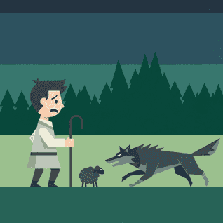 Le Petit Berger et le Loup par Ésope