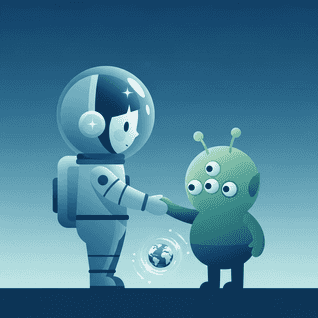 Luna w kosmosie autor Bajkobot